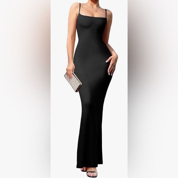 Vici | Black Strappy Bodycon Dress with Shapewear Size L - Picture 3 of 6